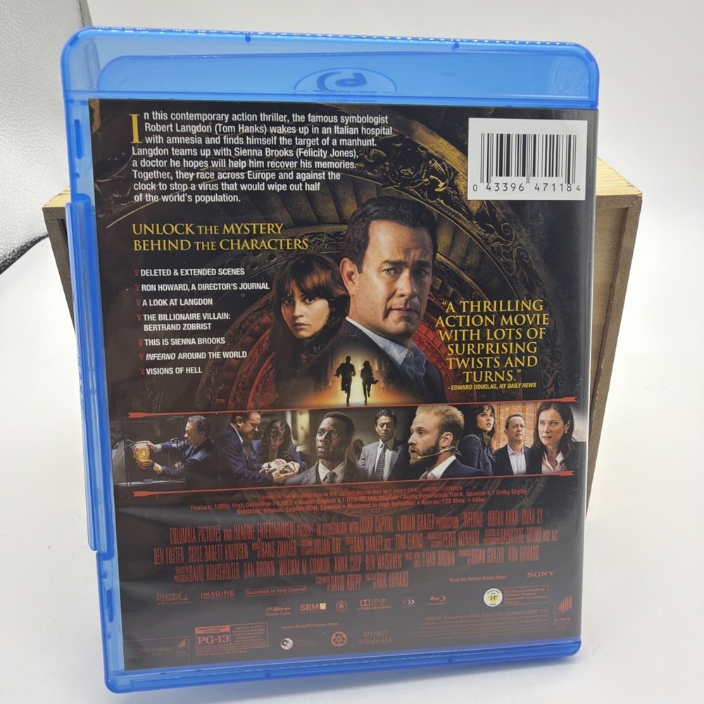 Inferno (Blu-ray, 2016) Very Good Condition - Picture 2 of 3